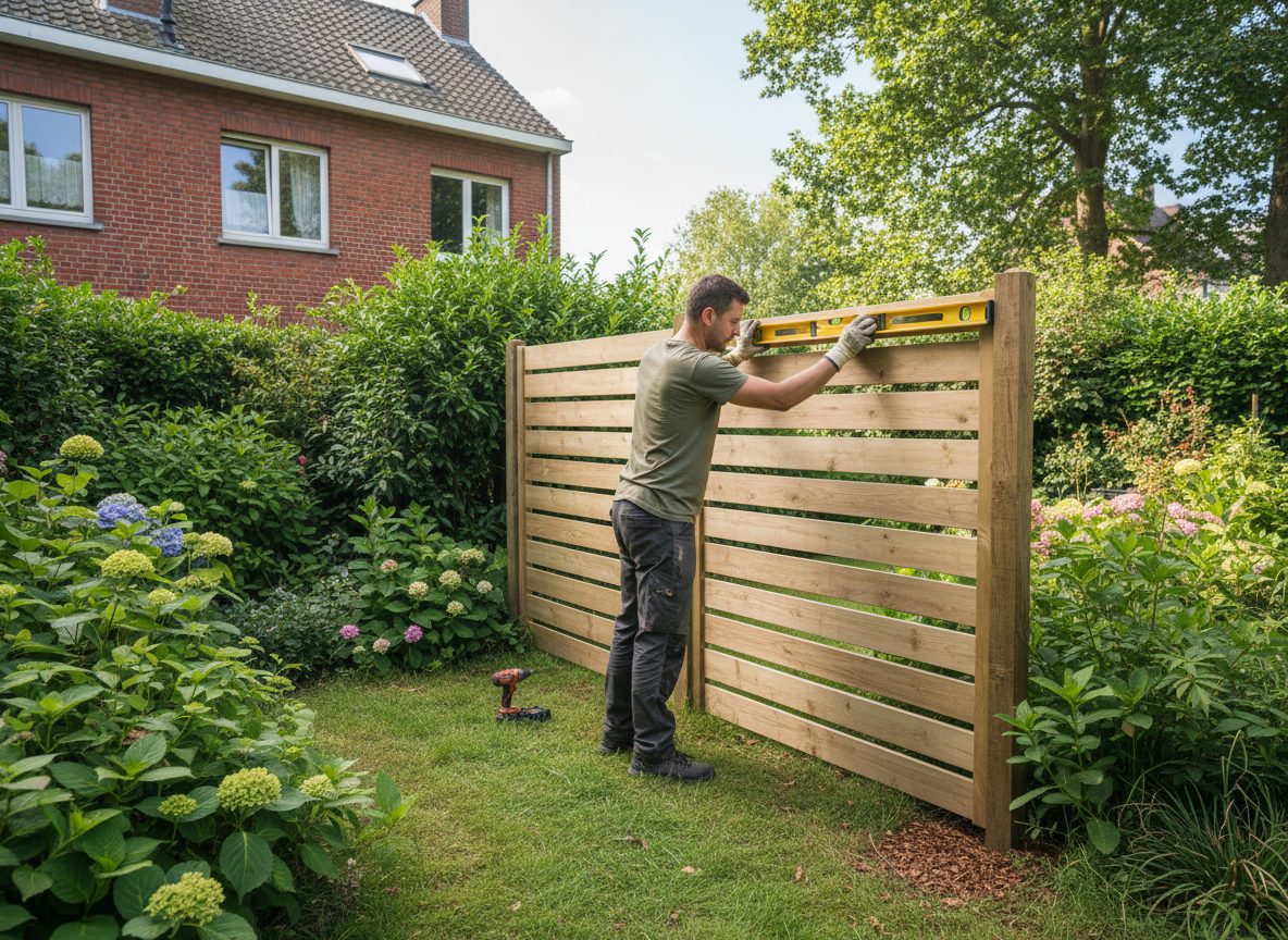 Pose d'un panneau de clôture en bois