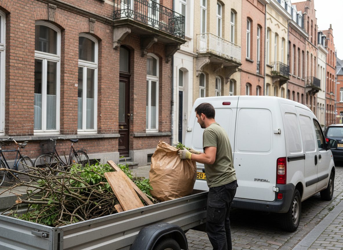 Chargement de déchets verts dans une camionnette